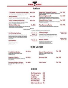 American Steak House Complete Menu