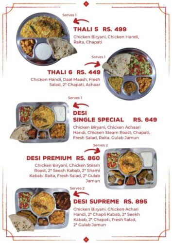 Thali Spot Peshawar Menu Prices Location Address