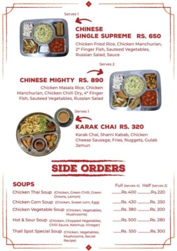 Thali Spot Peshawar Menu Prices Location Address