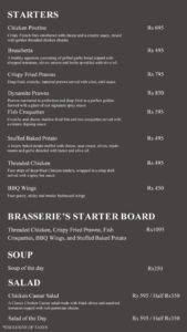  The Brasserie Restaurant Menu 1