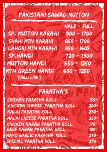 The Thali Restaurant Complete Menu 1