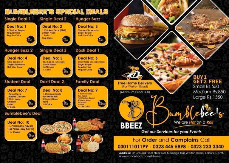 Bumblebee Restaurant Lahore Menu Prices Deals Location Contact