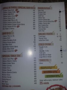 Grill And Thrill Sialkot Menu