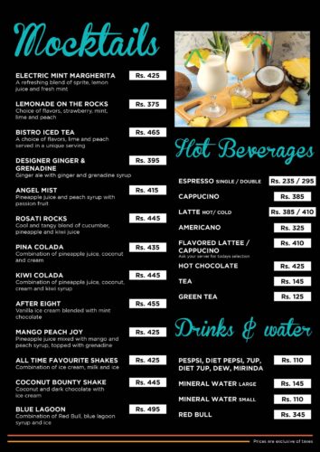 Rosati Bistro Karachi Menu Prices Deals Discount Address Contact number