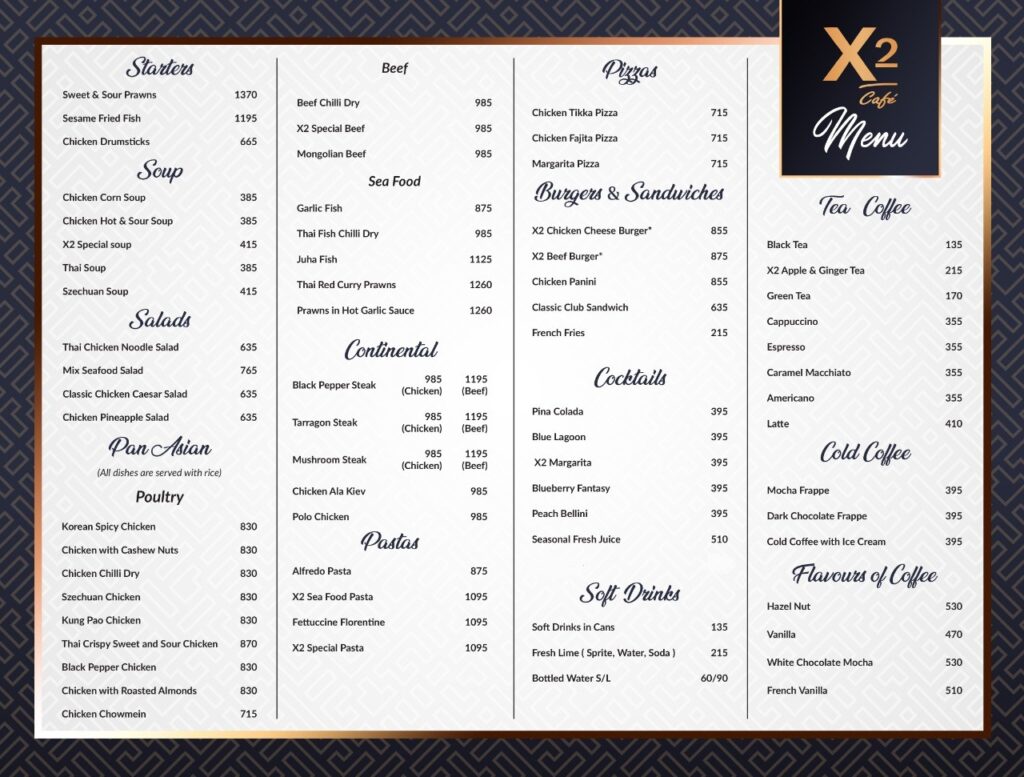 X2 Cafe Valencia Town Menu Card Prices Deals Contact