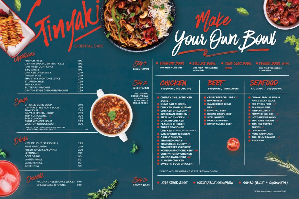 Ginyaki Bahria Town Menu