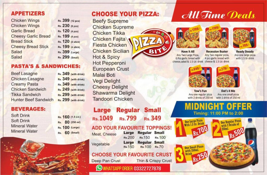 Pizza Bite DHA Menu