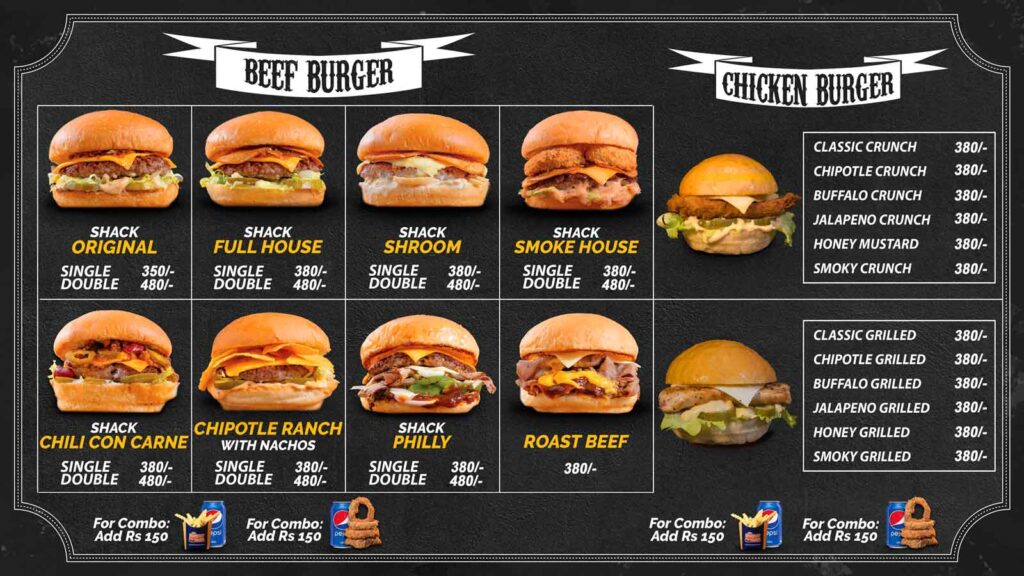 Burger Shack DHA Karachi Menu