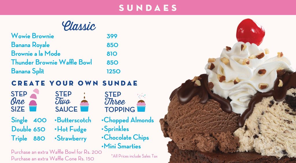 Baskin Robbins Sundaes Menu