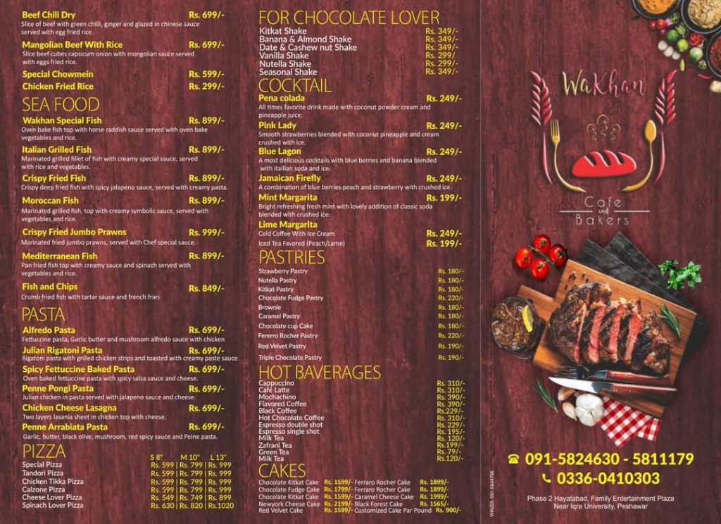 Wakhan Cafe Peshawar Menu