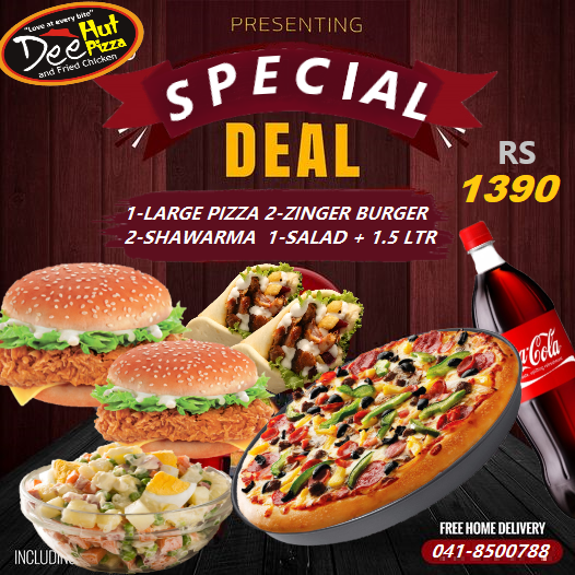 Dee Hut Pizza Faisalabad Menu, Contact Number, Location, Deals